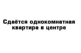 Сдаётся однокомнатная квартира в центре